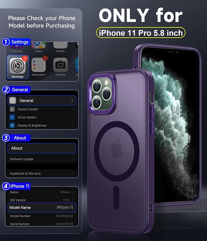 LeYi for iPhone-11-Pro-Max Cases Purple with Screen Protector X2 + Camera Cover X2:[ MagSafe Compatible] Magnetic Military Grade Protective Phone Case for iPhone 11promax i Phone 11pro max, Purple - Image 7
