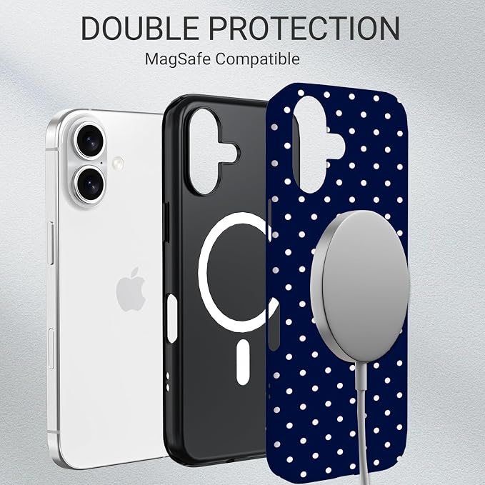 TPU Phone Case for iPhone 16, MagSafe Wireless Charging Compatible, Shockproof Slim Fit Protective Cover with Anti-Yellowing & Raised Camera Protection (Polka dot 7, iPhone 16) - Image 6