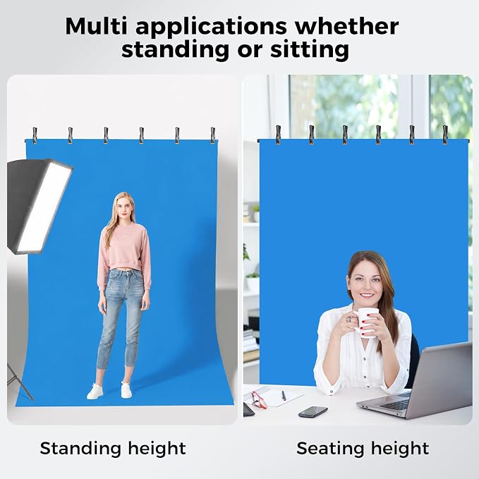 Emart 5x6.5ft Blue Screen Backdrop Kit with T-Shape Stand and 6 Clamps | Reverse folding base for easy storage & transport，perfect for Photography, Photoshoot, Studio Video Recording, Streaming - Image 8
