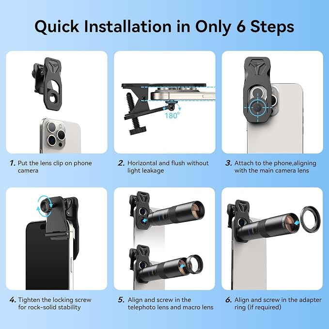 APEXEL 10X Tele-Macro Pro Dual Lens 2-in-1 for iPhone | Clip-On Telephoto & Macro Lens for Samsung/Android | 10x Zoom for Concerts, Travel, and Outdoor Exploration | Pro Photography - Image 9