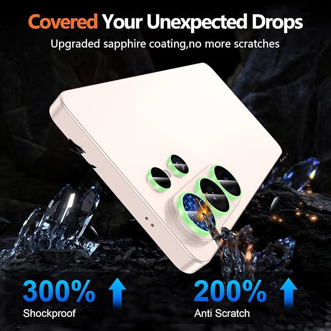for Samsung Galaxy S26 Ultra Camera Lens Protector, Individual Metal Ring Tempered Glass Lens Cover, [Strong Adsorption] Scratch Resistant Ultra-Thin HD Clear Lens Cover, 1 Set-Green Shine - Image 7