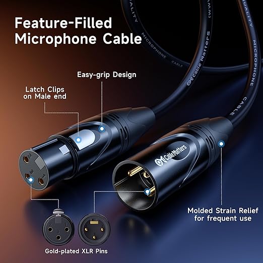 Cable Matters 2-Pack Premium XLR to XLR Cable, Microphone Cable, M-F, 15ft | Mic Cable, Male to Female, 21 AWG Oxygen-Free Copper (OFC), Black - Image 6