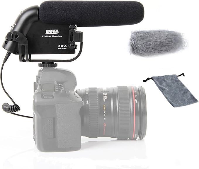Boya BY-VM190 Professional Directional Video Condenser Shotgun Microphone for Canon Sony Pentax DSLR Camera Camcorder DV by BOYA