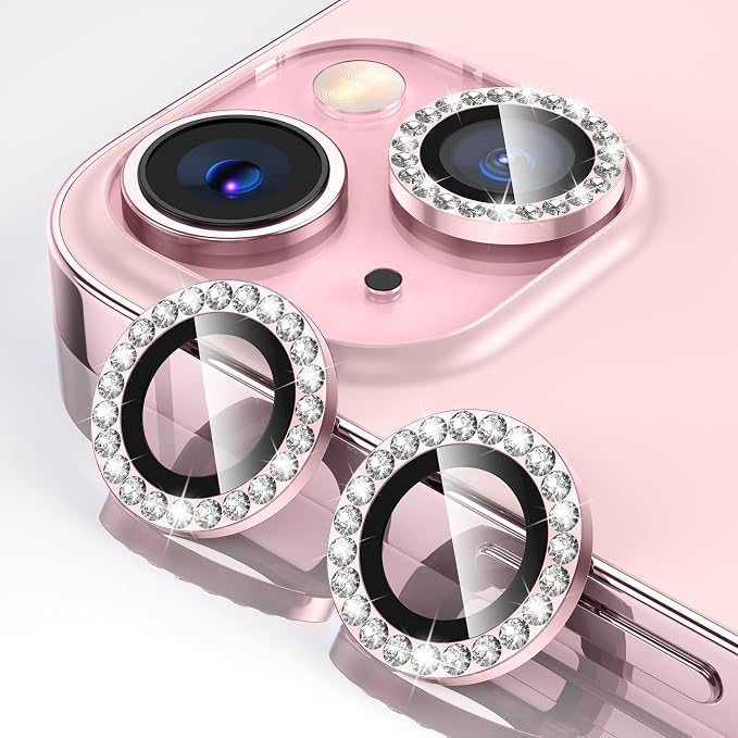 Tensea for iPhone 15/15 Plus Camera Lens Protector Bling, Camera Cover | 9H Tempered Glass Camera Screen Protector, Metal Individual Ring for iPhone15 6.1inch/ 15Plus 6.7inch, HD Clear, Easy Install by Tensea