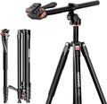 NEEWER Basics Overhead Camera Tripod Monopod with Fluid Head & Horizontal Center Column, 75.4 Inch Tall Metal DSLR Video Travel Stand, Arca Type QR Plate & Reversible Legs, Max Load 17.6 lb, TP015 by Neewer