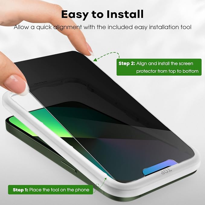 JETech Privacy Screen Protector for iPhone 13 mini, 2+2 Pack | Anti-Spy Tempered Glass, with Camera Lens Protector, Easy Installation Tool - Image 4