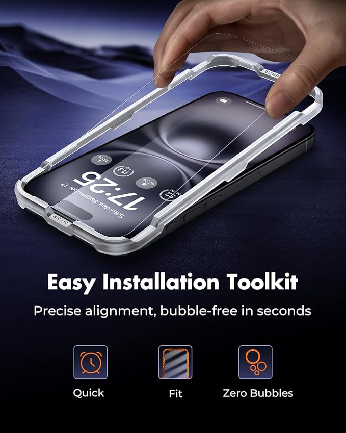 UNBREAKcable iPhone 16 Screen Protector & Camera Lens Protector | Upgraded Dual-Tempered Glass with Military-Grade 9H Hardness, 3-Pack,HD Clarity, Anti-Fingerprint, Case Friendly, Fits 6.1'' - Image 9