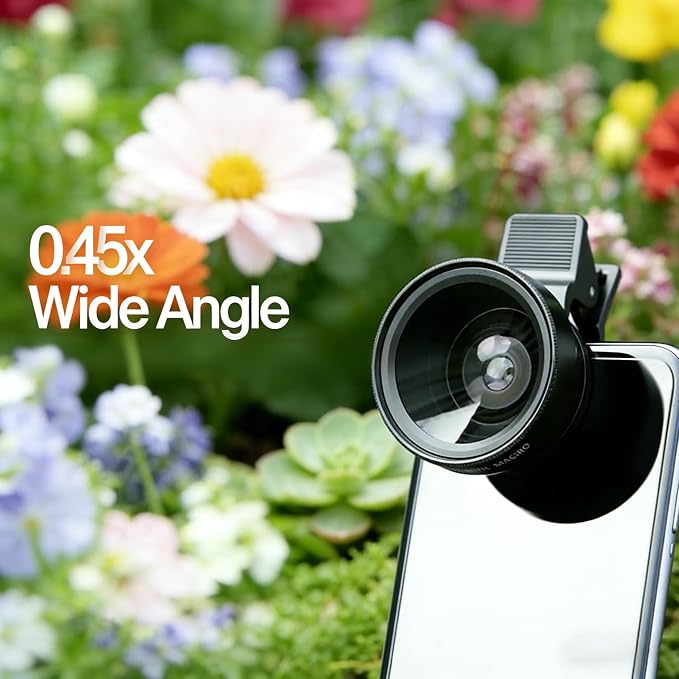 Phone Camera Lens Kit 2 in 1, 0.45X Wide Angle Lens+ 12.5X Macro Lens, Cell Phone Len Attachments Accessory for iPhone, for Samsung, for Android Smartphone - Image 8