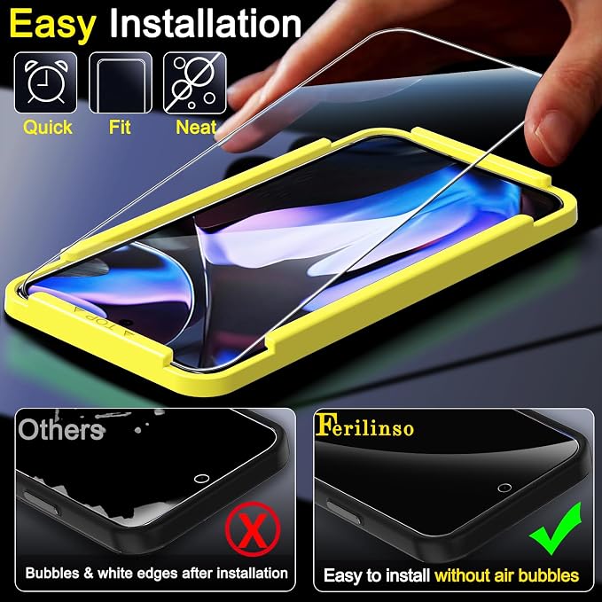 Ferilinso Screen Protector for Google Pixel 9 Pro XL, Tempered Glass Back | 3 Pack, 9H+ Hardness, Military-Grade Shatterproof, Case Friendly, Easy Installation Bubble Free, with Camera Lens Protectors - Image 4