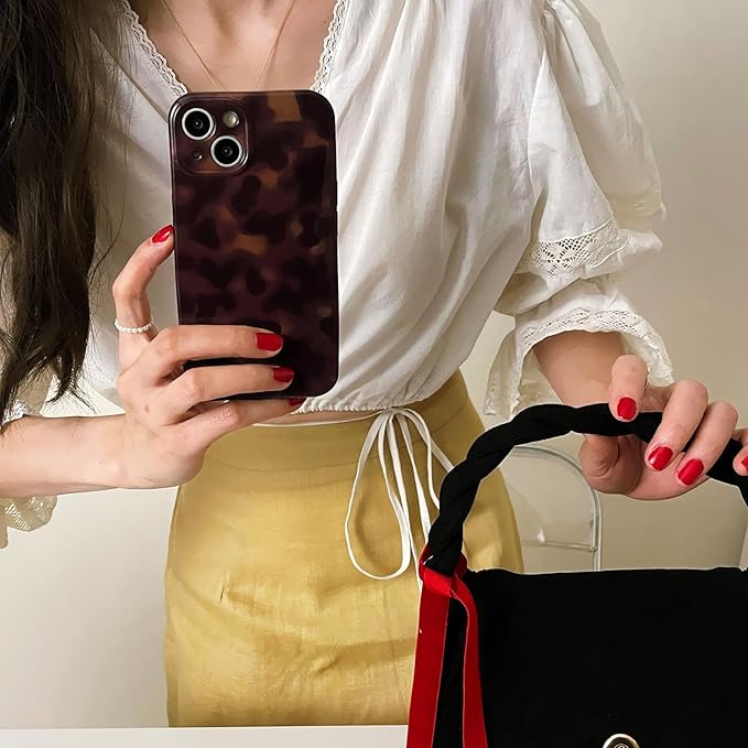 Aesthetic Tortoise Shell Phone Case for iPhone 13 Pro Max Brown | Retro Cool Girl Leopard Print, Brown Amber Cheetah Cute Chic Trendy Full Camera Protective Cover for Women - Image 4