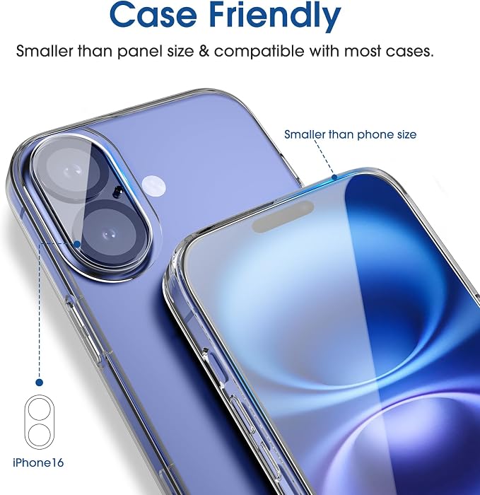 amFilm OneTouch for iPhone 16 Plus Screen Protector 6.7'' Tempered Glass | Auto-Alignment, 30s Install, Bubble Free, Scratch & Drop Protection, HD Clear, Camera Lens Protector, 2+2 Pack (16-6.7'') - Image 5