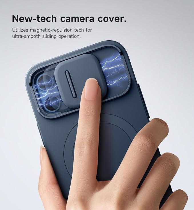 SURITCH for iPhone 12/12 Pro Case with Magnetic Camera Slide Cover and Adjustable Kickstand, Compatible with MagSafe, Shockproof Bumper Case Slim Protective Cover for iPhone 12/12 Pro 6.1 Inch, Blue - Image 4