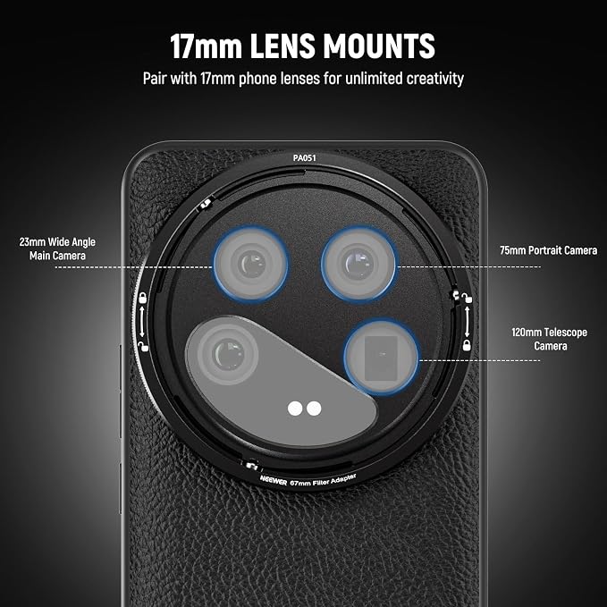 NEEWER 14 Ultra Case, Protective Heavy Duty Case with Wireless Charging, 17mm Lens Mounts & 67mm Filter Adapter, TPU + PC Faux Leather, Compatible with Xiaomi 14 Ultra, PA051 Black - Image 2