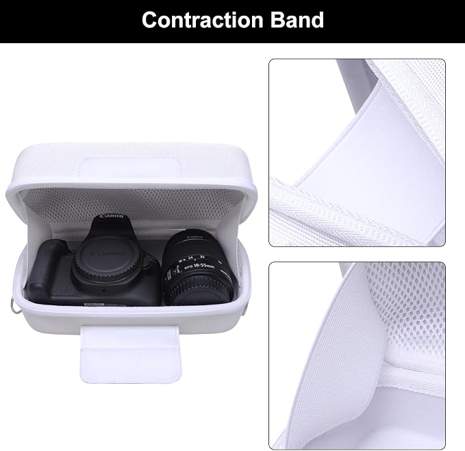 Case for Canon EOS Rebel T7/R50/R100 DSLR SLR Camera and 18-55mm Len White | Hard Carrying Travel Case for Canon EOS Rebel T7/R50/R100/R50 V/T6/R8/R10/RP/SL3/R5/T100 DSLR SLR Camera and 18-55mm Len - Image 5