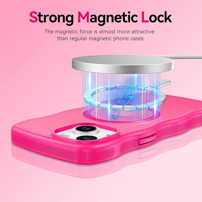 BENTOBEN Magnetic for iPhone 15 Plus/14 Plus Case,Cute Wavy Frame [Compatible with MagSafe] Translucent Matte Women Girls Boys Men Cute Shockproof Protective Cover for iPhone 14 Plus/15 Plus,Hot Pink - Image 8