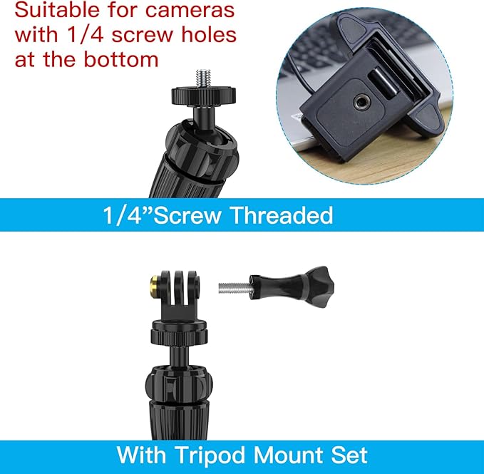 Smatree Flexible Jaws Flex Clamp Mount Gooseneck Extension for OSMO 360 | For Webcam C925e/C922x/C922/C930e/C930/C920x,N60/Hello Cam,Gopro Hero13/12/11/10/9/8/7/6/5/4/2018/Arlo Ultra/Pro 2/Pro 3 - Image 5