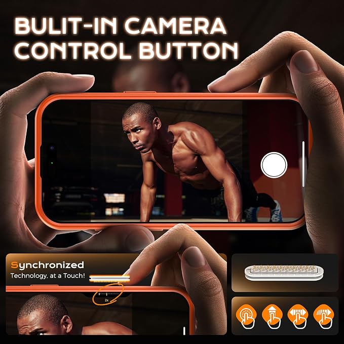 TOCOL for iPhone 16 Pro Case with Slide Camera Cover, Kickstand and Camera Control Button, Fit for MagSafe, Rugged Solid Phone Case, Non-Slip, Drop Protection, Orange - Image 5