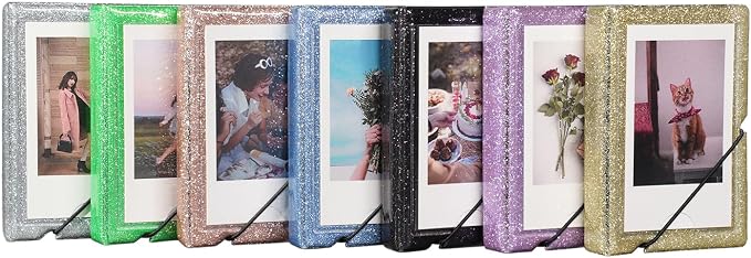 2x3 Instax Mini Photo Album, 28 Pockets. Glitter Blue, 1PK | Portable Wallet Size Album Stores 2x3 inch Instant Photos. Fits Polaroid, Instax Mini, Kodak Mini Prints and Zink. - Image 4
