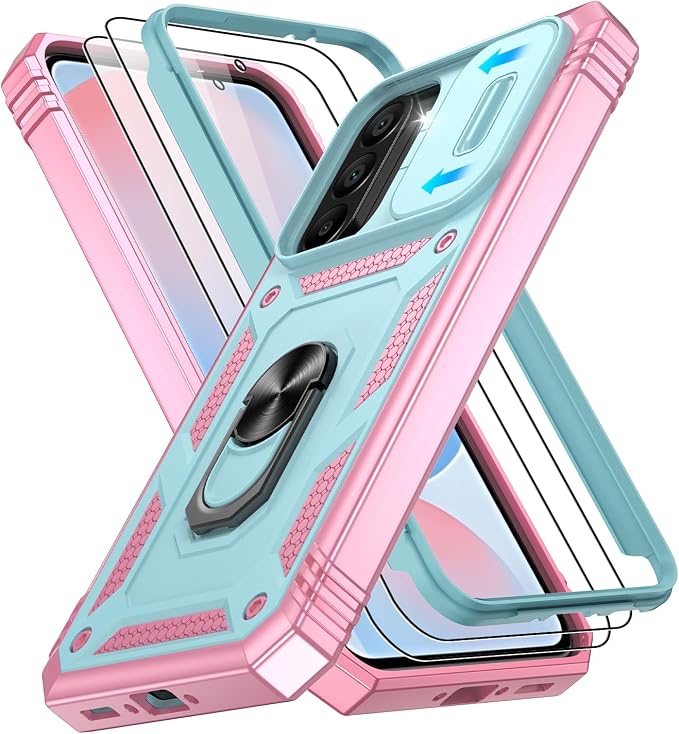 Gritup for Samsung A56 Case: A56 Samsung Phone Case with 2*Screen Protector, Magnetic Stand & Slide Camera Cover, Shock Proof Military-Grade Funda para Galaxy A 56 Cover, Green+Pink by Gritup