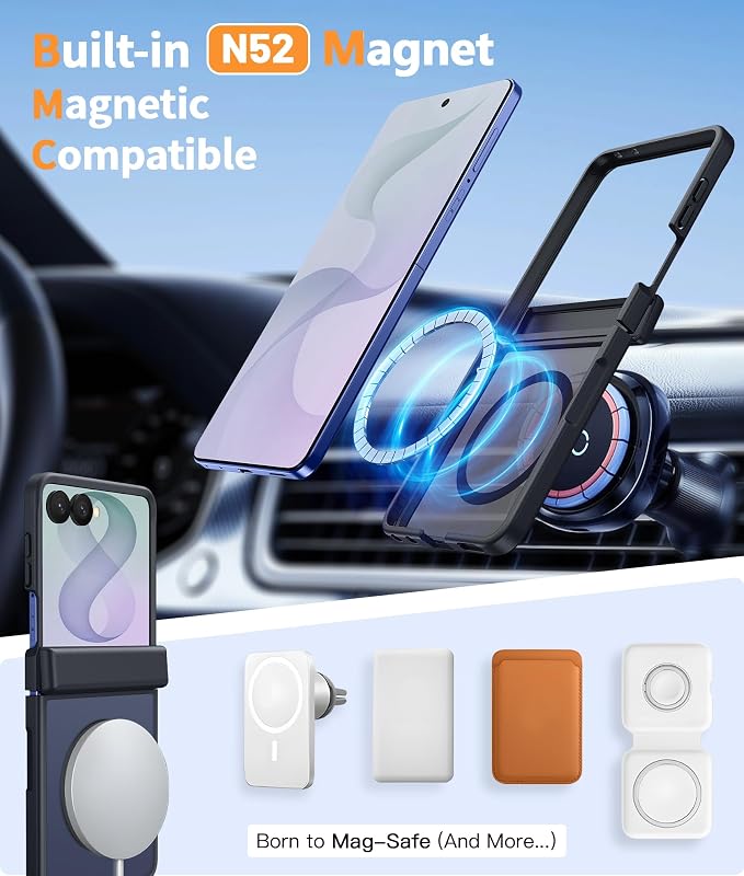 FNTCASE for Samsung Galaxy Z Flip 8 Case, Fit for Magsafe, Screen Protector | Hinge Protection, Translucent Matte, 18FT Military Grade Drop Proof, Protective Phone Cover, Black - Image 3
