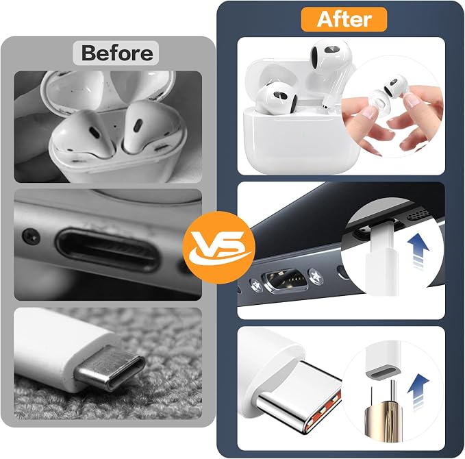 34-in-1 Electronics Cleaning Kit for iPhone, AirPods, Keyboard, USB C, Port | Professional, Multi-Purpose Cleaning Kit, With Cleaning Putty, Microfiber Cloth, Compact Portable Design White sunoyar - Image 3