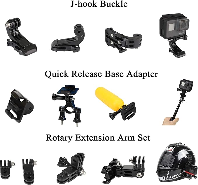 Universal Action Camera Accessory Kit for GoPro Hero 13 12 11 10 9 8 Max 2 | for Insta360 X5/X4/X3 DJI OSMO Action 6 5 Pro Pocket 4 3 Go Pro 360 Cam, Motorcycle Helmet Base Adhesive Tripod Adapter Mount - Image 4