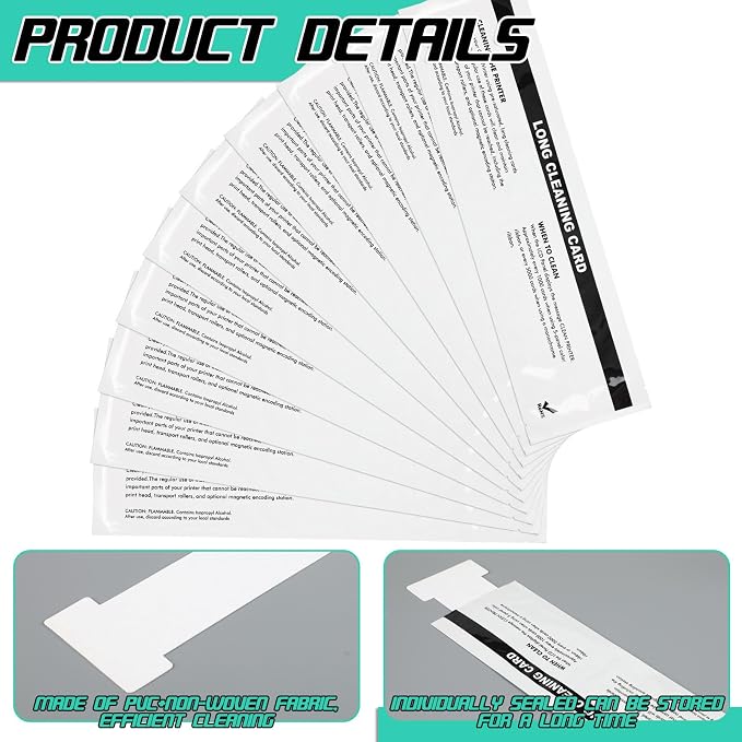 Feifeiya Set of 10 Cleaning Cards Kit for ID Card Printer Maintenance | Daily Kit for Badge Printers, Print Head Clean, Extends Device Life, Easy Maintenance, Improves Quality - Image 3