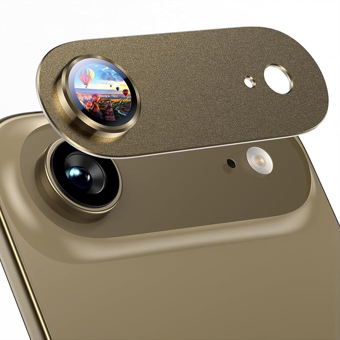 Uyiton for iPhone Air Camera Lens Protector, Metal Frame Glass Cover | Not Easy to Break, Strong Adsorption, Case-Friendly, Metal 9H Sapphire Glass Rear Camera Screen Cover, Brown by Uyiton