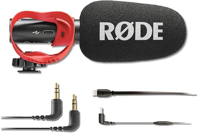 Rode VideoMic GO II Compact Shotgun Microphone Bundle with Helix Mount and SC15 USB-C to Lightning Cable — 24-Bit Camera-Mount Mic for Filmmaking, Vlogging, Mobile Journalism, Content Creation by StreamEye