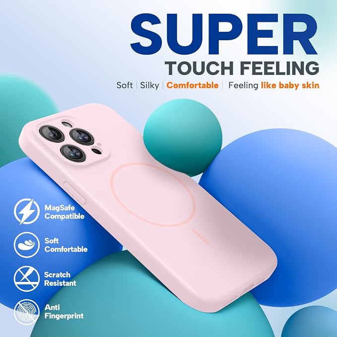miracase Magnetic for iPhone 14 Pro Max Case, [Soft Anti-Scratch Microfiber Lining], Compatible with MagSafe, Silicone Shockproof Protection Phone Case for iPhone 14 Pro Max,Sand Pink - Image 3