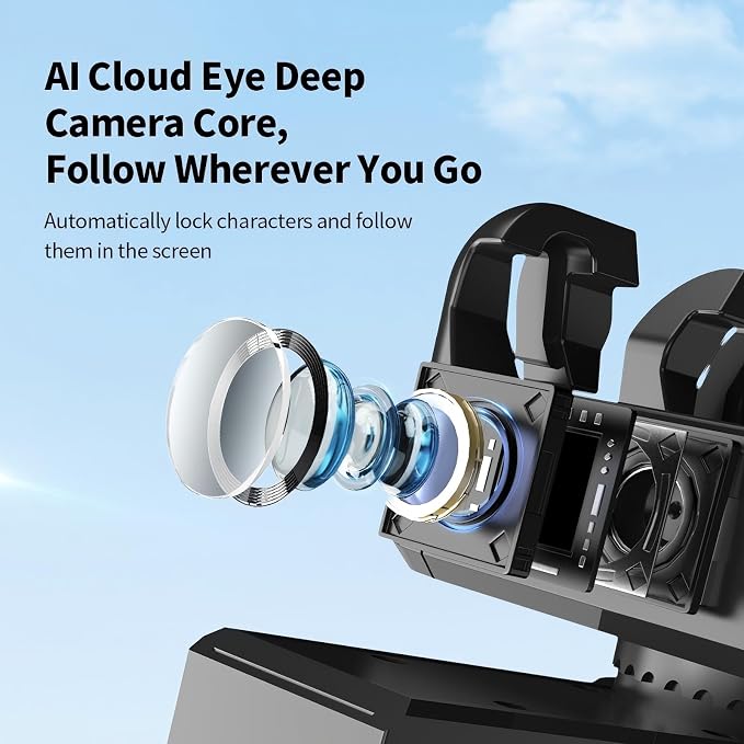 AI Tracking Gimbal Stabilizer for SmartiPhone - 360° Auto Face Follow, Bluetooth Remote, Anti-Shake Tripod for Vlogging/Live Stream, Metal Bracket with Gesture Control - Image 3