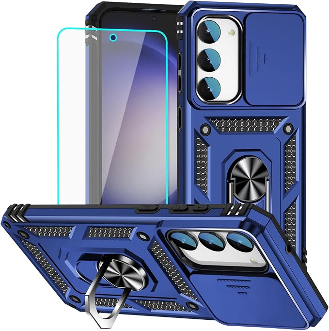 HNHYGETE for Galaxy S23 Plus Case with Screen Protector: [Military Grade 20ft. Drop Tested] Slide Camera Cover Ring Shockproof Protective Phone Case for - Samsung Galaxy S23 Plus (Blue) by HNHYGETE