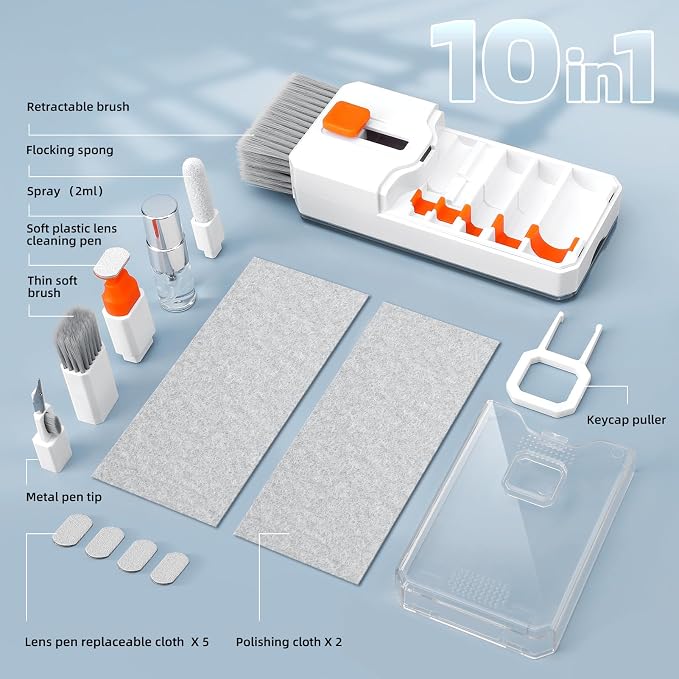 Ordilend Keyboard Cleaner & Laptop Cleaning Kit, All-in-1 for Computer PC | Electronics Deep Cleaning Reusable Brush Tool, Screen-Safe Spray, for iPhone iPad Macbook Airpod Camera, Gaming Accessories - Image 8