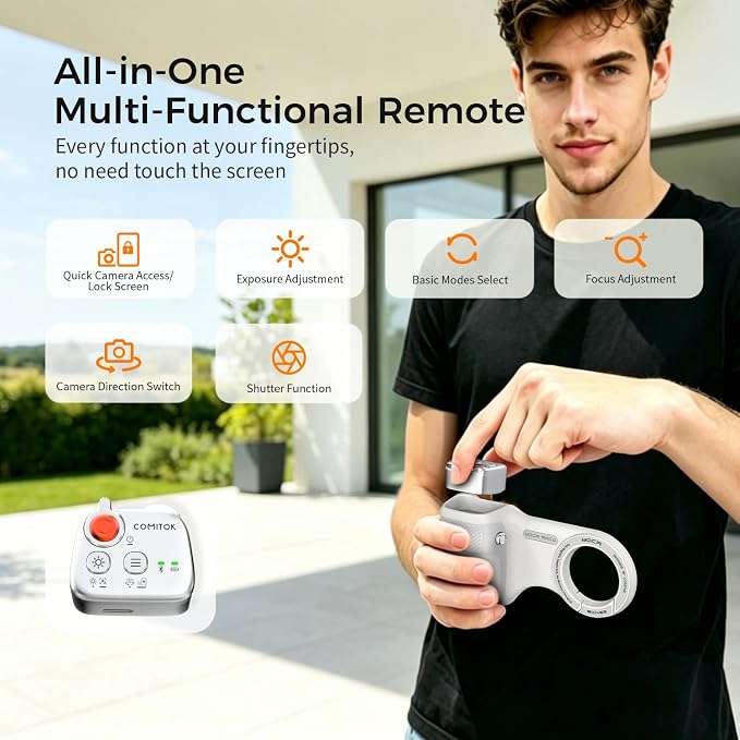 Upgraded Mag-Safe Magnetic Camera Handle Grip with Extended Magnetic Phone Mount with Carabiner & Thumb Rest, Detachable Rechargeable Shutter Remote Compatible with iPhone Pro Max for Video Calls/TK - Image 5