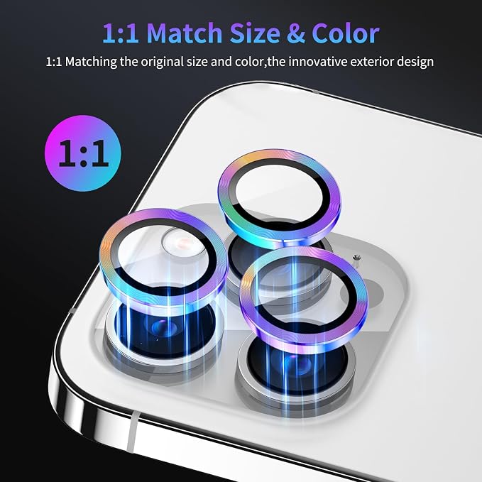 Camera Lens Protector for iPhone 14 Pro/iPhone 14 Pro Max,1 Pack | Tempered Metal Glass Camera Cover, HD Clear Anti-Scratch Lens Screen Protector Film,Case Friendly,Colorful Titanium - Image 5