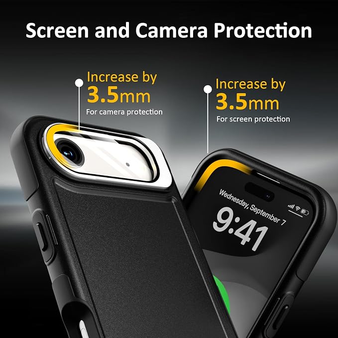 Follaroma Magnetic for iPhone 17 Air Case with Camera Cover Stand, Black | Built-in Glass Camera Cover Stand,Compatible with MagSafe,Heavy Duty Shockproof Protective,Military-Grade Anti-DropDual Case - Image 7