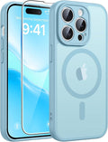 FNTCASE for iPhone 14 Pro Case, Compatible with Magsafe, Screen Protector | Full Camera Protection, Translucent Matte, 14FT Military Grade Drop Proof, Shockproof Protective Phone Cover, Teal by FNTCASE