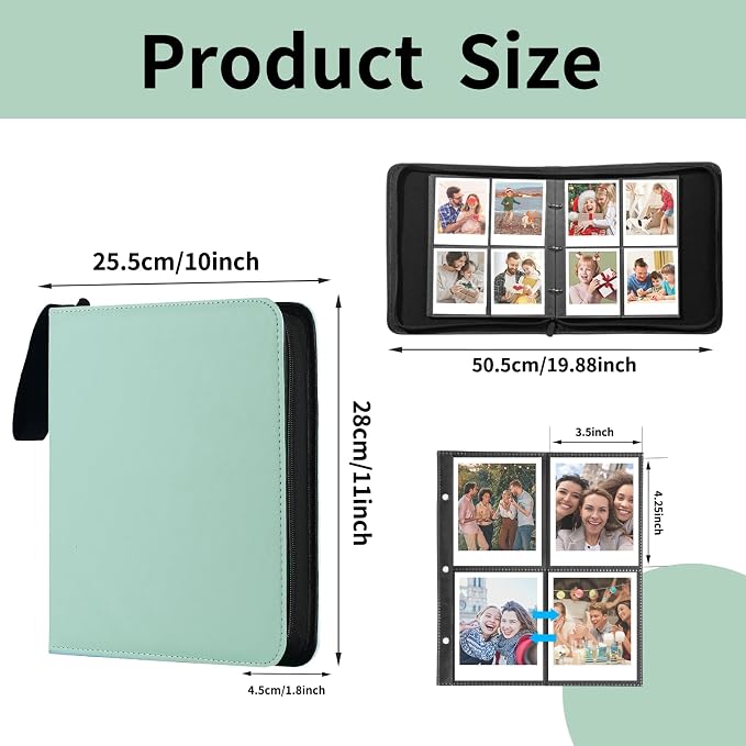 Polaroid Photo Album Book with 240 Pockets 3.5x4.25 Inch Pictures Fits for Polaroid i-Type, 600, SX-70，Go instant photos and Fujifilm Instax Wide Square Photos（Mint Green） - Image 2