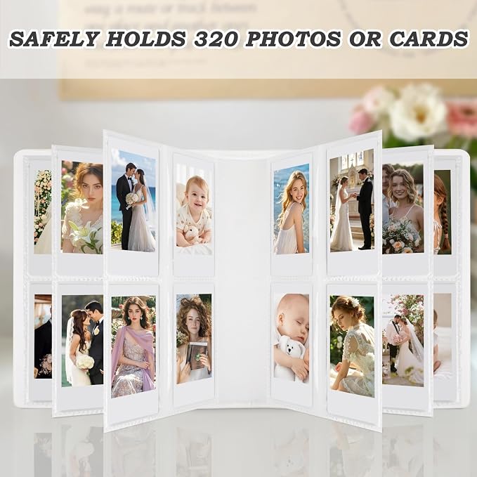 320-Pocket Photo Album for Polaroid 2x3" & Instax Mini Photos, White | Gift-Ready Packaging, Beautiful Photo Book, Safely Keep Your Wedding-Anniversary-Birthday-Travel Memories or Mini Cards - Image 3