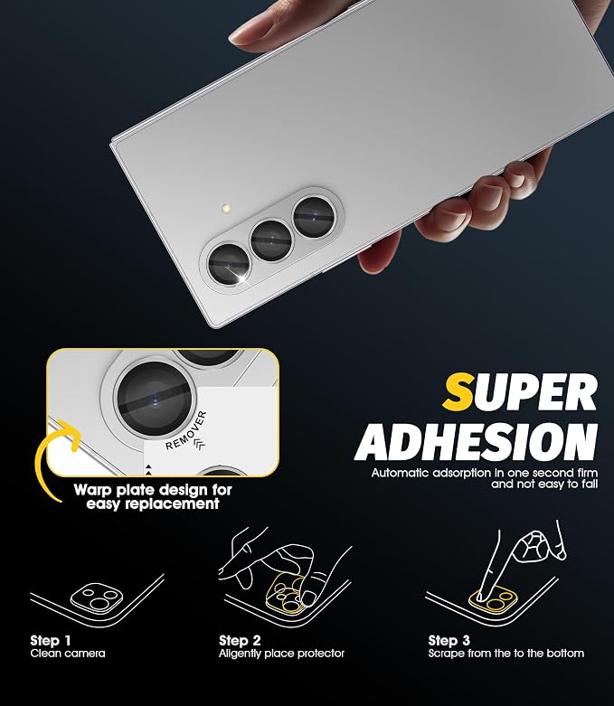 Orzero (2 Sets) Camera Lens Protector for Samsung Galaxy Z TirFold/Fold 7, [EZ Install] [Case-Friendly] 9H Tempered Glass Alloy Metal Ring Lens Cover, Military-Grade Shockproof, HD Clarity Anti-Glare (Silver) - Image 6