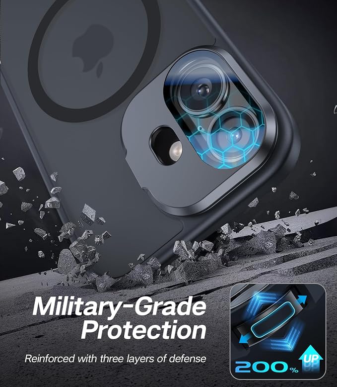 VOFATA [Upgraded] for iPhone 16 Case with Camera Cover Stand [Fit for MagSafe][9H Camera Lens Protector] Mil-Grade Protection Translucent Matte Silicone Magnetic iPhone 16 Phone Case, Black - Image 5