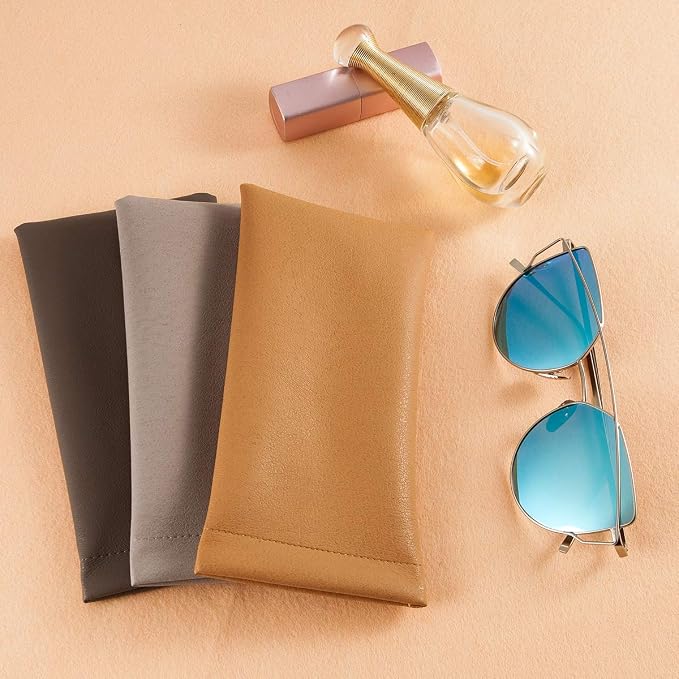 TRIUMPH VISION Eyeglass Case Glasses Case Soft Sunglass Pouch Sleeve 3 Pack | Slim Lightweight Alternative to Bulky Case, Leather Lined Protect Lens, Squeeze Easy to Use, Stylish Portable for Daily Use - Image 7