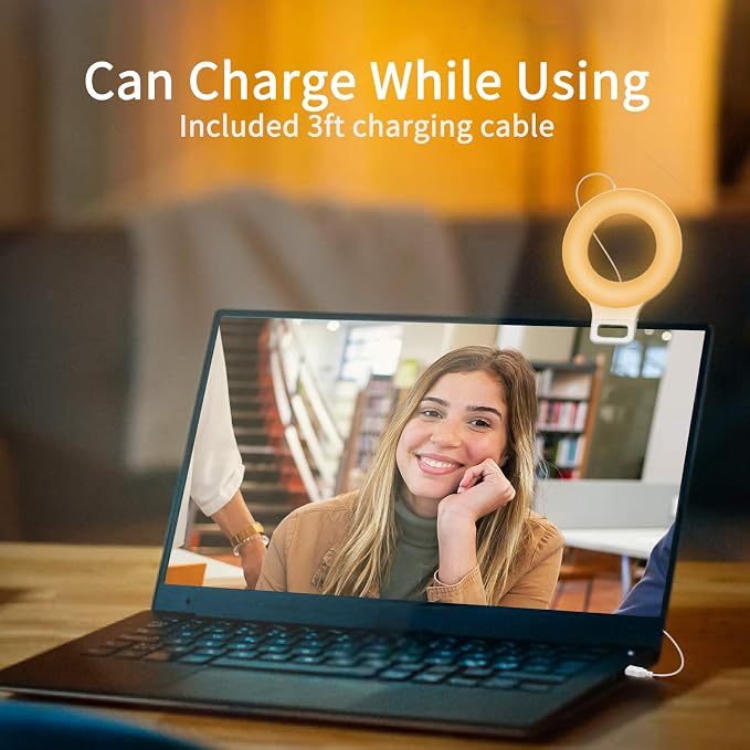 Clip on Ring Light, Kimwood Rechargeable 60 LED Selfie Ring Light for Phone, Laptop, Tablet (3 Models, 5 Level Brightness) - Image 5