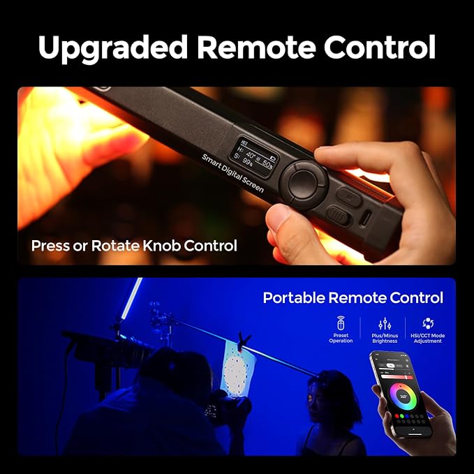 PHOTOOLEX Magnetic Light Wand, 360° RGB Tube Light, LED Video Light Stick | 10W/Full Color/CRI 96+/TLCI 97+/2500K-9900K/21 Scenes/Handheld/5200mAh, for Studio Photography Vlog Recording Streaming - Image 4
