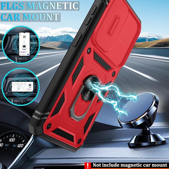 Gritup for Samsung Galaxy S26 Plus Case: 2*Screen Protector | Slide Camera Cover | Build in 360° Rotating Ring Kickstand | Military Grade Protective Cover for Samsung S 26 Plus, Red+Black - Image 7