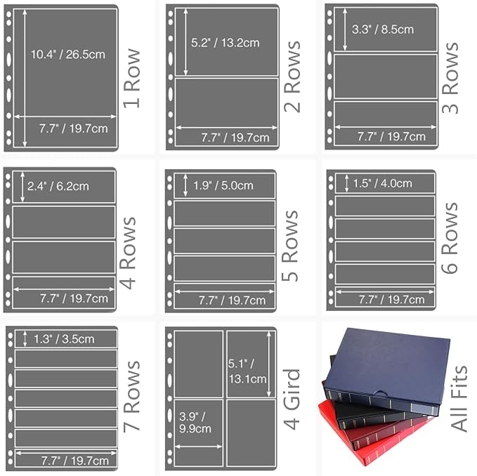 MUDOR Stamp Pages for Stamp Collection Album Binder Book, 10 Sheet 5 Rows | Stamp Sleeves 5 Pocket for Collectors ,Stamp Collecting Sheets Supplies,Professional Pack - Image 4