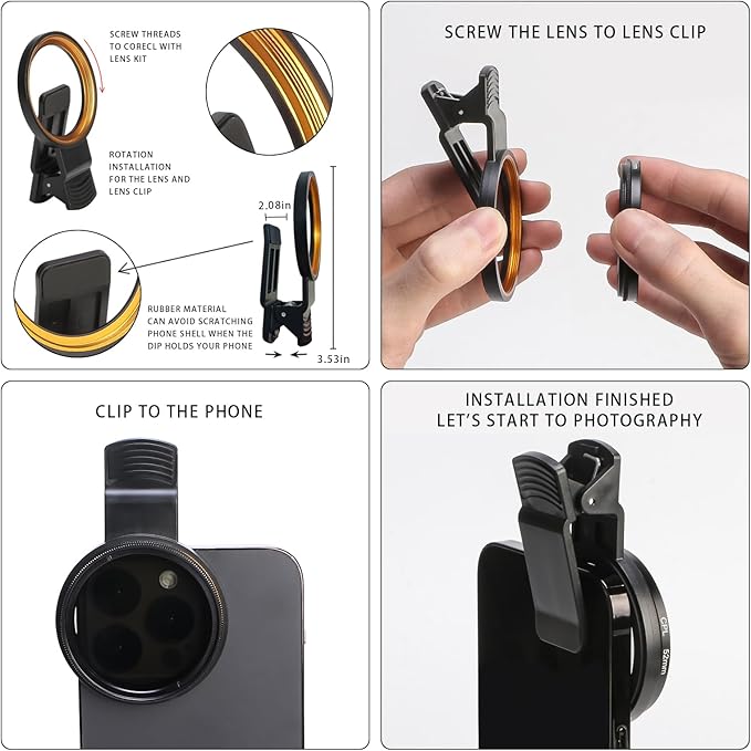 52MM Circular Polarizer Filter, Ultra Slim Multi-Coated CPL Lens Filter, Clip-on Phone Camera Filter Kit, Compatible for iPhone 15 14 13 12 11,Motorola, Google Pixel and Other Smart Phones - Image 5