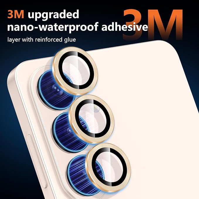 for Samsung Galaxy S26 Camera Lens Protector, Individual Metal Ring Tempered Glass Lens Cover, [Strong Adsorption] Scratch Resistant Ultra-Thin HD Clear Lens Cover, 1 Set-Titanium Gold - Image 4