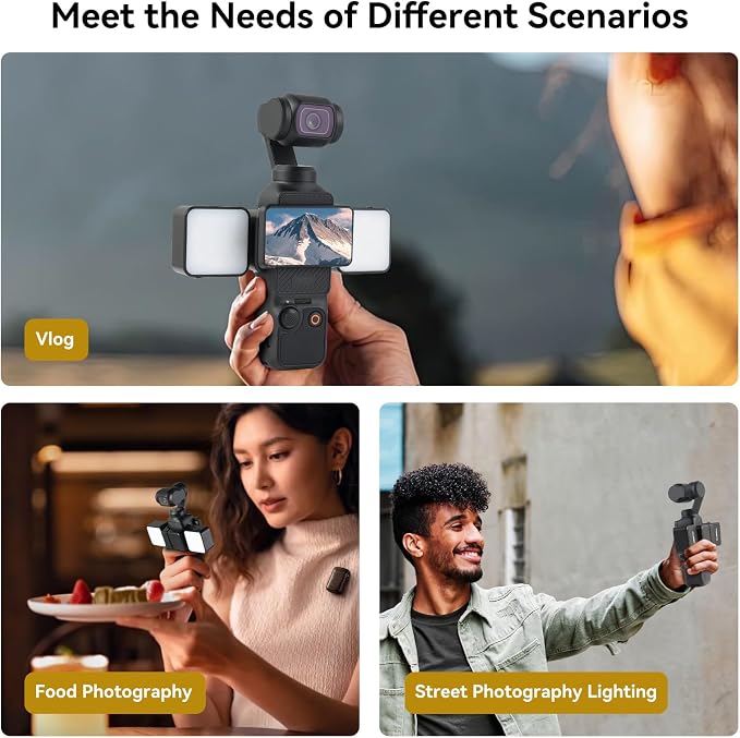 Pocket3 LED Light for DJI Osmo Pocket 3, 3 Color Modes/Brightness | Rechargeable Mini LED Video Fill Light, Adjustable Magnetic Selfie Light for Pocket 3 Selfie Vlog Recording, Makeup, TikTok - Image 4
