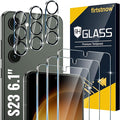 firtstnow 3 Pack for Samsung Galaxy S23 Screen Protector Tempered Glass + 3 Pack Camera Lens Protector, Military Grade Shatterproof, 9H Hardness, Fingerprint Unlock, HD Clear Case Friendly 6.1 Inch by Unknown